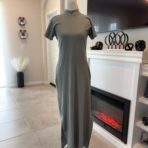Club Monaco Blue Sheath Maxi Dress with Mock Neck